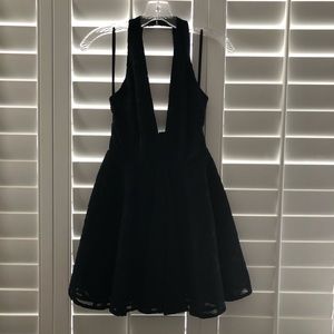 Bebe Plunging Neck Fit & Flare Dress